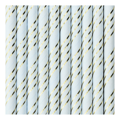 Palhinhas Papel Riscas Douradas