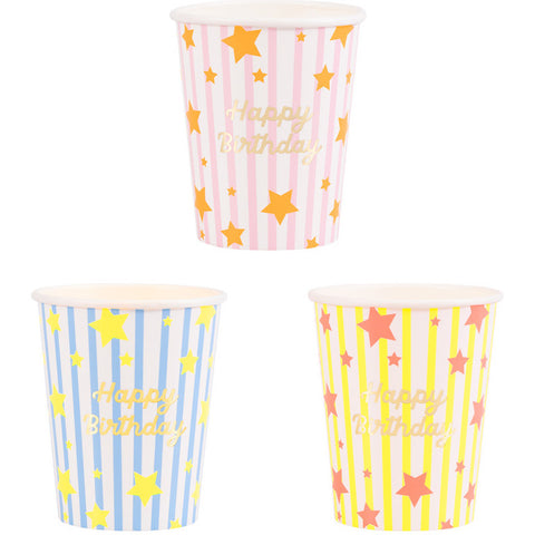 Copos Estrelas Happy Birthday