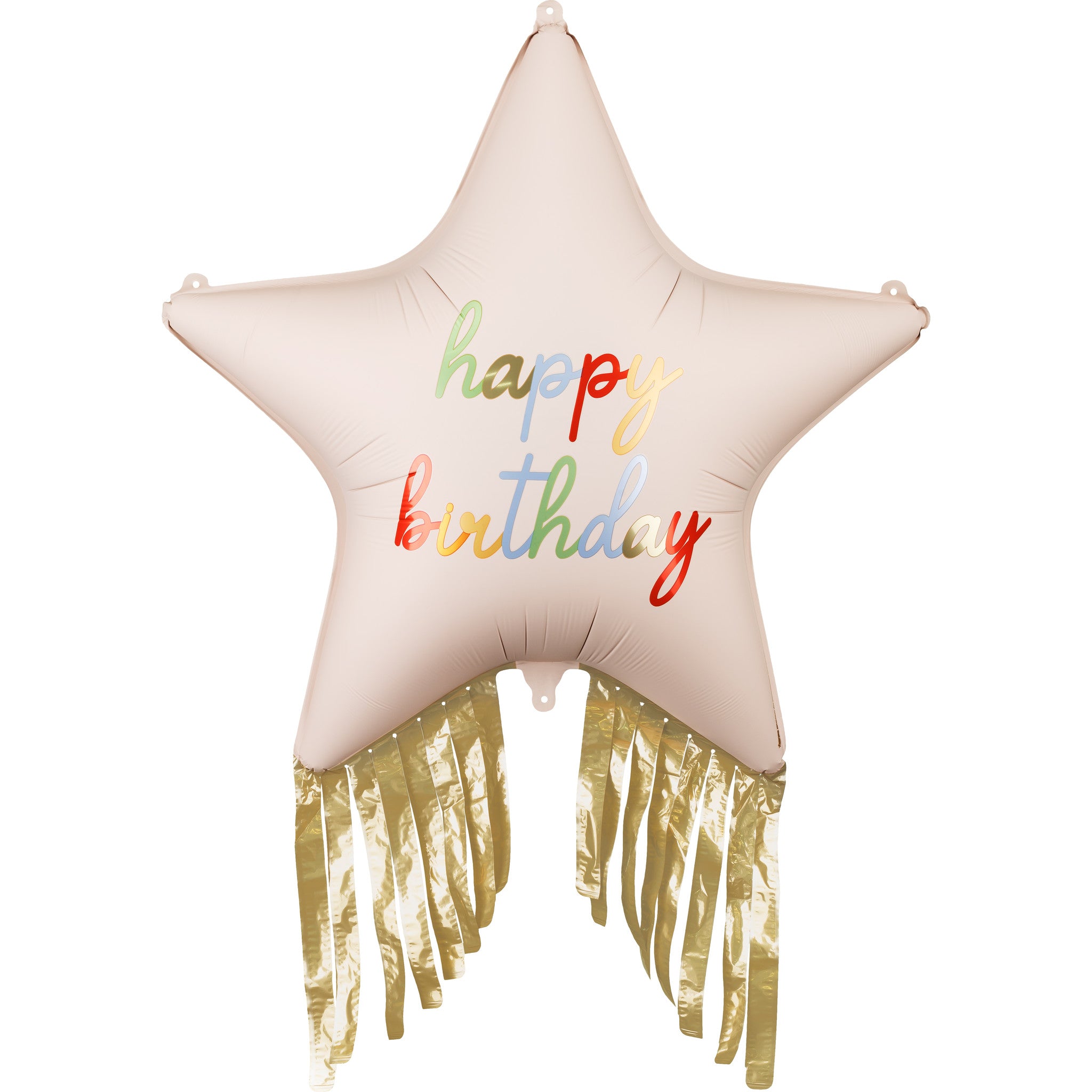 Balão Estrela Happy Birthday com Franjas