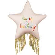Balão Estrela Happy Birthday com Franjas
