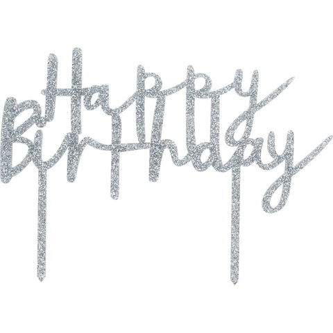 Topo de Bolo Happy Birthday Glitter